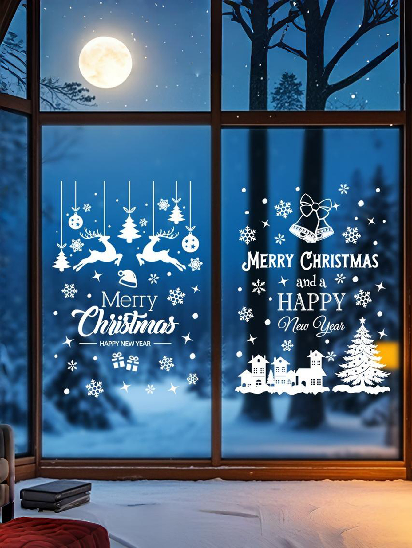 Christmas Snowflake Tree Reindeer Window Stickers